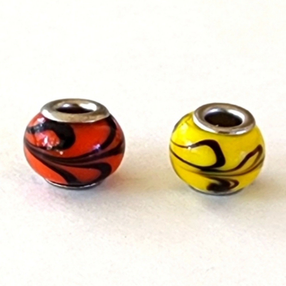📿 Yellow & Orange Lampwork Glass Beads
